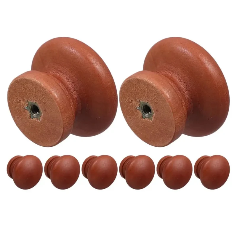 8 Pack Wood Dresser Knobs With Classic Brown Tone Provide Quick Cabinet And Drawer Handle Replacement To Instantly Liven Up Your Kitchen Or Bedroom With Effortless Setup And Timeless Vintage Vibes