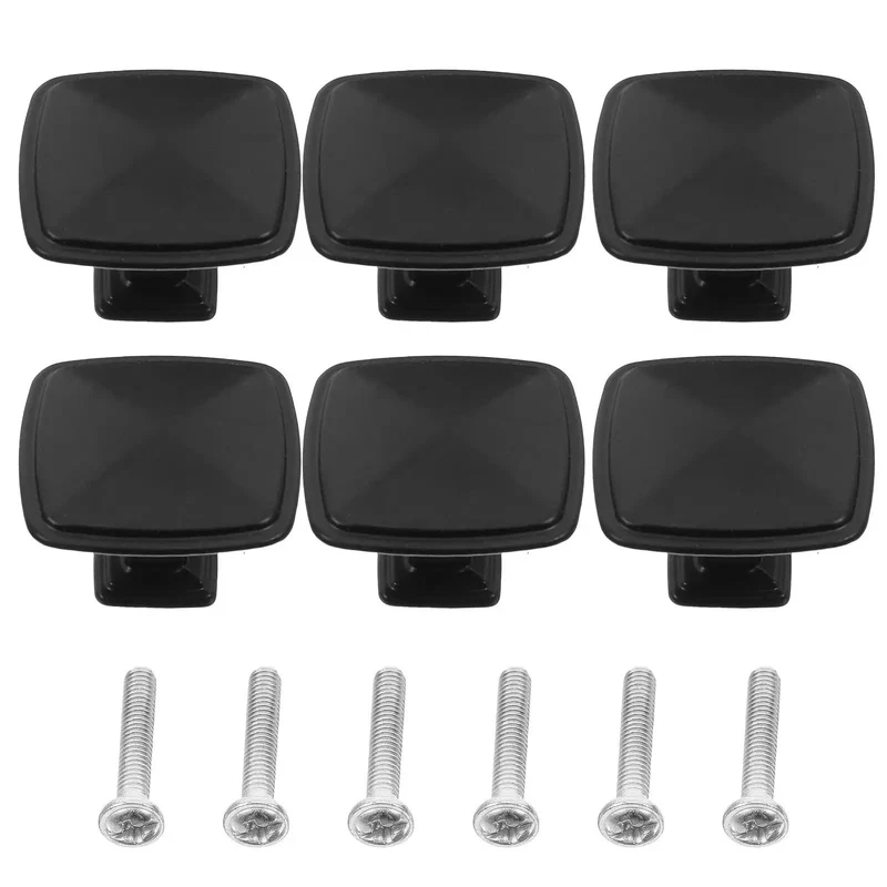 Sleek Black Aluminum Cabinet Knobs Featuring Smooth Texture No Sweat Installation For Kitchen Bedroom Drawer Pulls Modern Cupboard Handles Six Piece Home Refresh Kit