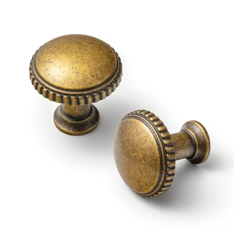 Classic Round Antique Brass Cabinet Knobs Set Of 6 With 1 1/4 Inch Head Diameter Vintage Aged Furniture Hardware For Kitchen Drawers And Bathroom Cabinets Gonna Totally Refresh Your Setup
