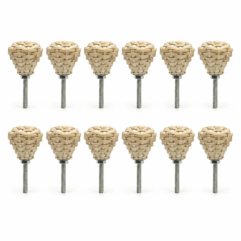 Handmade Rattan Drawer Knobs Set Of 12 Boho Cabinet Pulls With Solid Wood Base Hella Stylish Rustic Furniture Handles For Dresser And Home Decor Refresh Plus Easy Grip Handles That Are A Total Game Changer