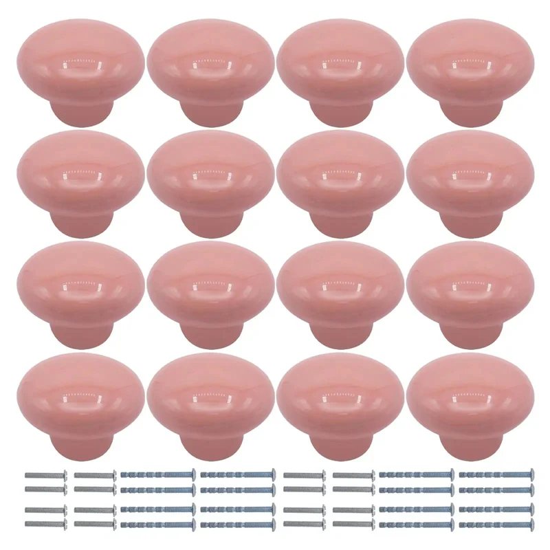 Upgrade Your Cabinets With This Sweet Set Of Sixteen Coral Pink Ceramic Cabinet Knobs Featuring Smooth Round Profiles No Sweat Installation And Top Shelf Hardware