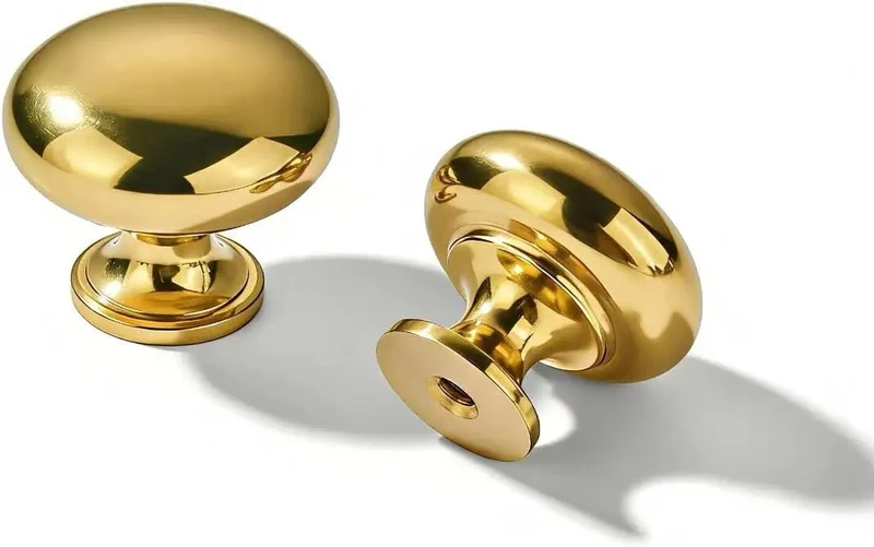 Top Shelf Unlacquered Brass Cabinet Knobs, 1 Inch Round Vintage Hardware, 5 Pack, Develops Rich Patina Over Time, Easy Install For Kitchen Drawers And Bathroom Vanities, Totally Classic Aesthetic