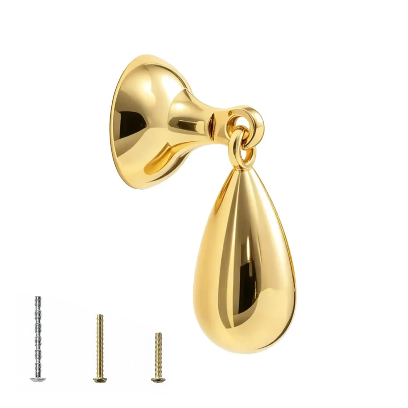 Top Shelf Heavy Duty Solid Brass Cabinet Knob Featuring Slick Brushed Gold Finish Smooth Glide Movement Great For Kitchen Cabinets Dresser Drawers Closet Doors And Vanity Cupboards Elegant Raindrop Pull Handle