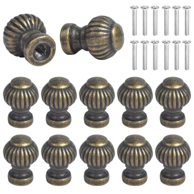 Solid Zinc Alloy Mini Cabinet Knobs Bronze Vintage Drawer Pulls Antique Style Hardware For Jewelry Box Dresser Cupboard 19Mm Height With Screws 12 Pack Knockout Home Upgrade