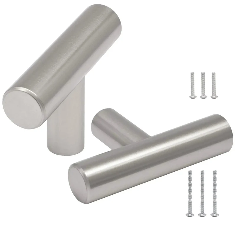 Set Of Six Modern T Bar Cabinet Knobs Hella Durable Stainless Steel Slick Silver Finish Scratch Resistant Kitchen Cupboard Handles That Bring Serious Swag To Any Room