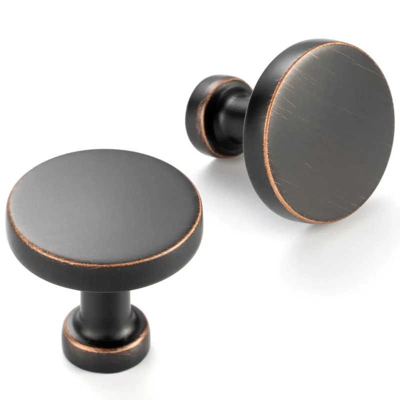 Top Shelf Round Oil Rubbed Bronze Cabinet Knobs 1 1/4 Inch Built Tough Rust Resistant Kitchen Hardware 30 Pack Including Mounting Screws For Quick DIY Refreshes And Smooth Everyday Grip