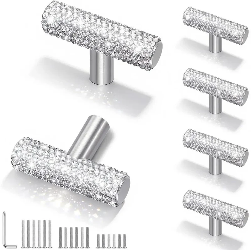 Total Flex Crystal Rhinestone Cabinet Knobs 6 Pack Silver Glass Drawer Pulls Kitchen Vanity Bathroom Furniture Handles Upgrade Your Home Decor Game Right Now