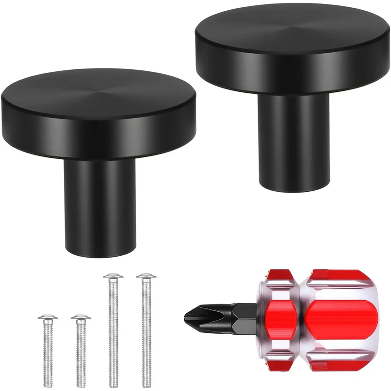 Knockout Matte Black Bifold Closet Door Knobs Featuring Round Cabinet Pulls Durable Aluminum Alloy Build Complete Install Pack With Screws And Driver For Total Breeze Dresser Updates