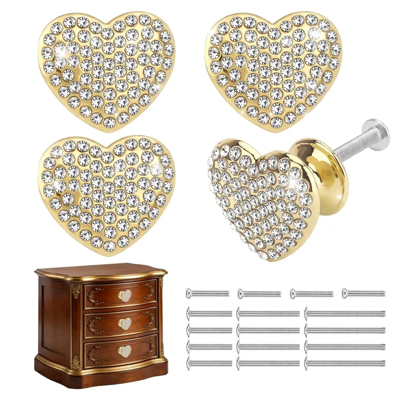 Next Level Gold Heart Drawer Knobs With Matching Screws Premium Zinc Alloy Cabinet And Dresser Handles For Bedroom Decor Easy Diy Swap Lowkey Gorgeous Decorative Hardware Set For Your Entire Home