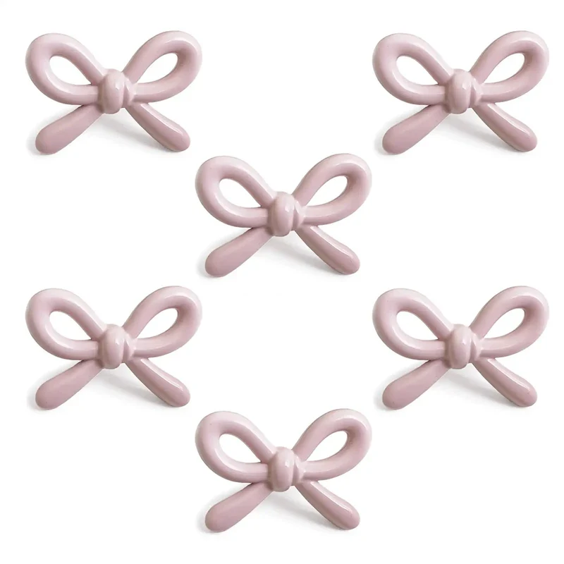 Snag These Premium Vintage Pink Bow Cabinet Knobs 6 Pack Farmhouse Traditional Solid Metal Drawer Pulls Killer Furniture Hardware Upgrades For Dressers Vanities Closets