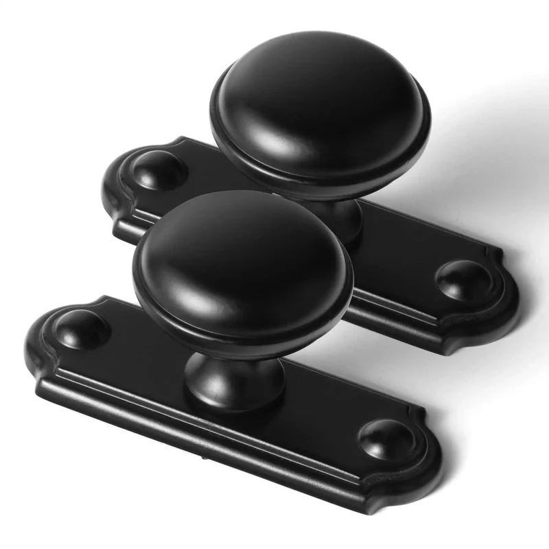 Killer 6-Pack Matte Black Cabinet Knobs With Backplates Solid Zinc Alloy Single Hole Drawer Pulls For Kitchen Cabinets And Dressers Hella Sweet Modern Hardware With Spacers Included