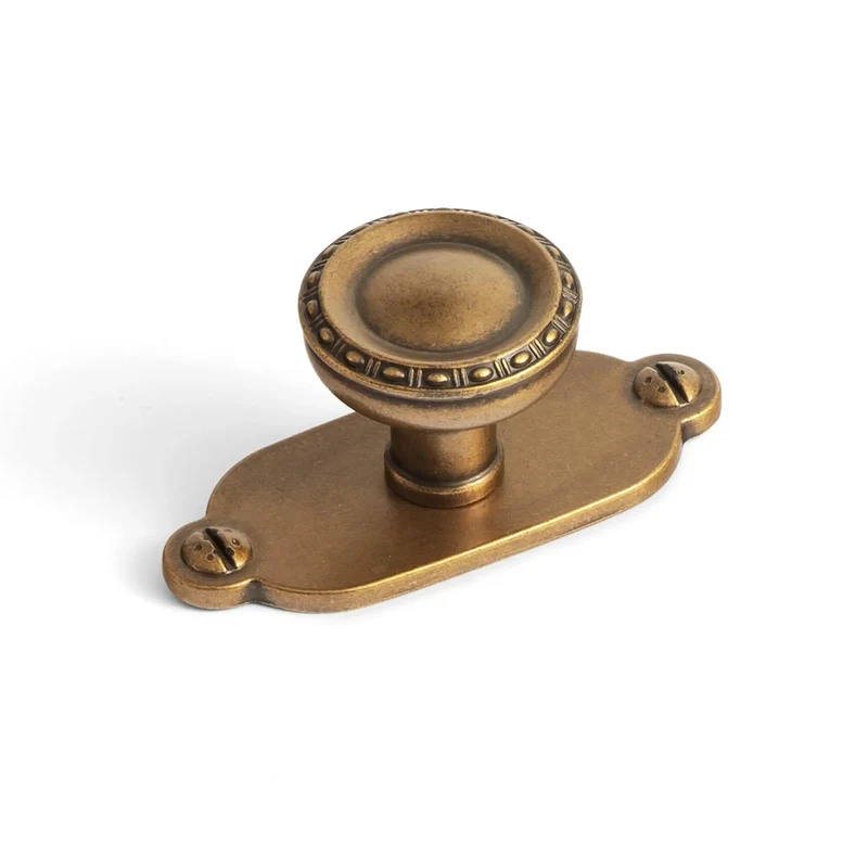 Top Notch Heavy Duty Solid Zinc Cabinet Knobs With Vintage Oval Beaded Back Plates Antique Brass Finish Six Pack For Kitchen Cabinets And Bathroom Vanities Lookin Sharp And Slick