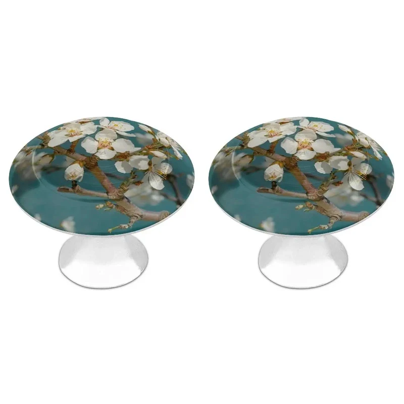 Fresh White Flower Round Cabinet Knobs 2 Pack With Screws Stainless Steel Kitchen Drawer Pulls Bathroom Vanity Furniture Hardware Decorative Handles For Sink Cupboard Make Your Home Look Snazzy