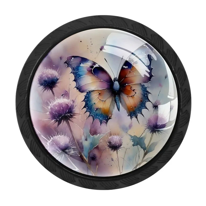 Four Pack Butterfly And Thistle Crystal Glass Kitchen Cabinet Knobs Rock Solid With Smooth Swing Handles Top Shelf Hardware Set For A Quick Home Reno That Really Turns Heads