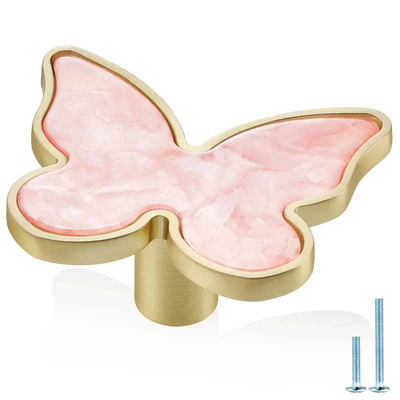 Six Pack Pink Butterfly Dresser Knobs For Bedroom Updates Sturdy Zinc Alloy Drawer Pulls Super Tough Hardware Quick Swap For Girl Rooms Or Dressers Brings Main Character Vibes With Built Solid Construction Guaranteed