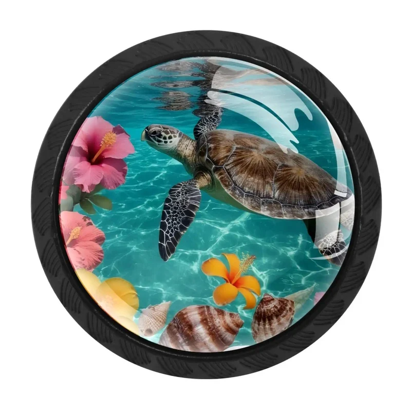 Top Notch Crystal Glass Cabinet Knobs And Drawer Pulls Boasting Sea Turtle Floral Style Super Durable For Kitchen Cupboards Dressers And Wardrobes Straight Fire Home Upgrade 4 Pack
