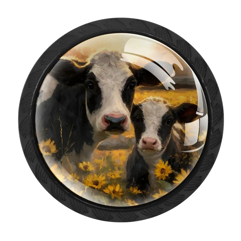 Knockout Style Vintage Cow Crystal Glass Cabinet Knobs And Heavy Duty Drawer Pulls With Stainless Steel Mounting Hardware For Dressers Wardrobes 4 Pack Solid Setup To Freshen Your Kitchen Spot