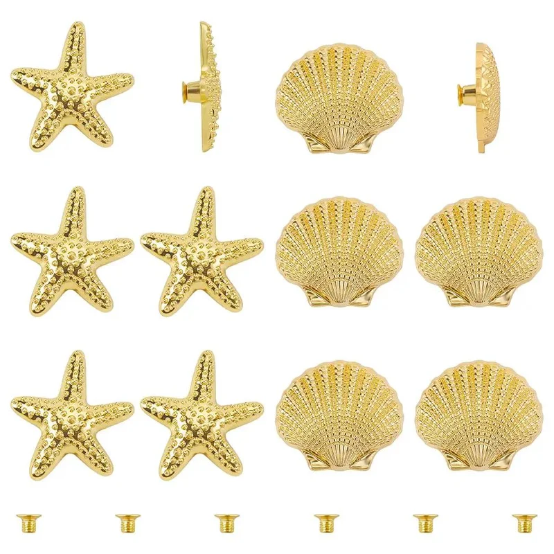 Slap These Killer Gold Cabinet Knobs Onto Your Dresser Or Vanity For An Instant Coastal Vibe Upgrade This Twelve Piece Hardware Set Features Detailed Starfish And Seashell Designs That Totally Revamp Your Space