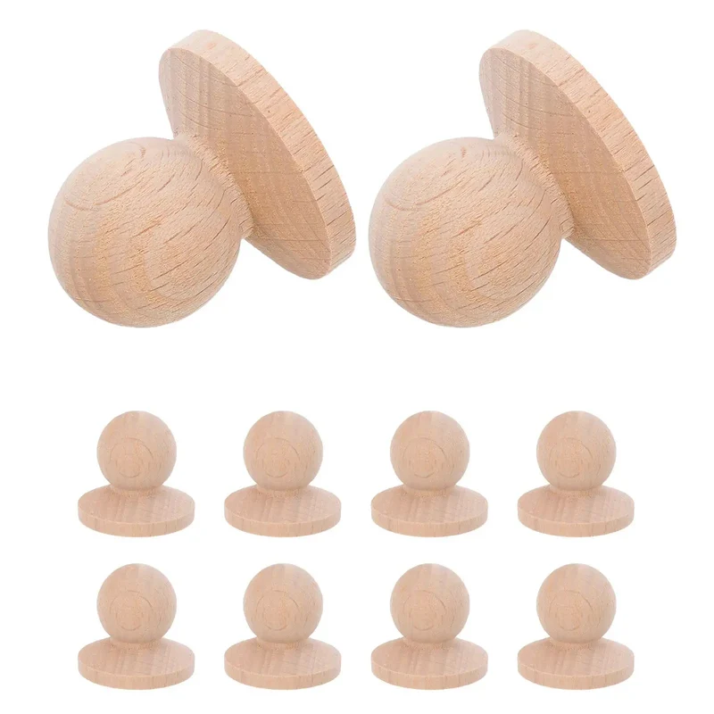 Top Shelf Unfinished Wood Drawer Pulls Ten Pack Round Mushroom Cabinet Knobs For Dresser Kitchen Cupboard Sturdy Base Heavy Duty Furniture Handles No Fuss Setup