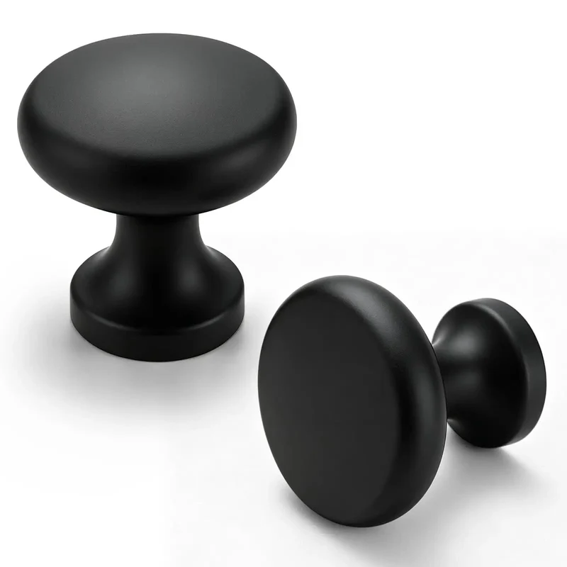 Slick Matte Black Cabinet Knobs Paired With Heavy Duty Smooth Glide Drawer Pulls 25 Pack Built Like A Tank Solid Zinc Alloy 1 Point 2 Inch Profile Total Game Changer Upgrade For Modern Kitchen Cabinetry And Bedroom Furniture Setup Now