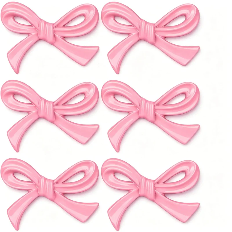 6 Pack Pink Bow Drawer Knobs Rock Solid Zinc Alloy Cabinet Hardware With Vintage Coquette Styling Super Cute Dresser Pulls Single Hole Mounting For Nursery And Closet Instant Room Glow Up