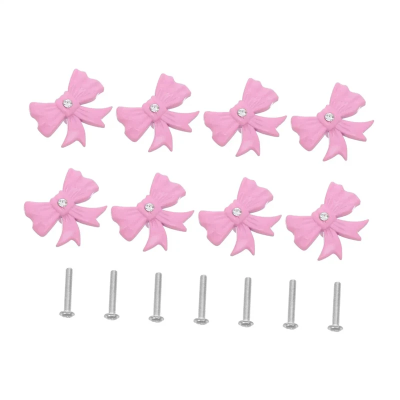 Super Dope Pink Bow Cabinet Pulls Pack Eight Piece Alloy Dresser Knobs For Girls Bedroom Refresh Easy Mount Cabinet Hardware With A Chic Vintage Modern Vibe That Adds Fresh Flair To Any Drawers Or Kitchen Island Today