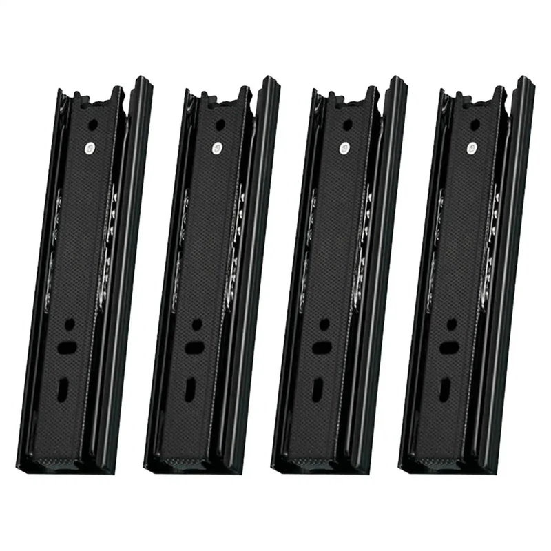 Premium Two Set Side Mount Drawer Slide Rails Six Inch Full Extension Ball Bearing Runners With Smooth Glide Action And Durable Black Finish For Easy Kitchen Cabinet And Nightstand Upgrade Projects