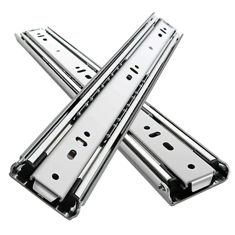 Rock Solid Ball Bearing Drawer Slide With Push To Open Runner Three Section Rail 51 Millimeters Wide Extending 38 Inches Heavy Duty Cabinet Hardware Built Tough For Smooth Ride And No Sweat Home Organization Fixes
