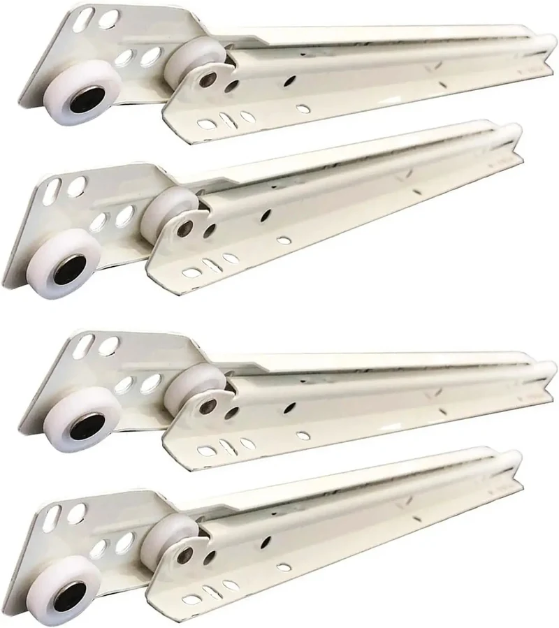 Heavy Duty Metal Drawer Slides 450mm Pack of Four White Roller Rails Cold Rolled Steel Construction Double Rollers Glides Like Butter Smooth Ride for Kitchen Cabinet Upgrades Home Office Hardware Replacement with Screws Included