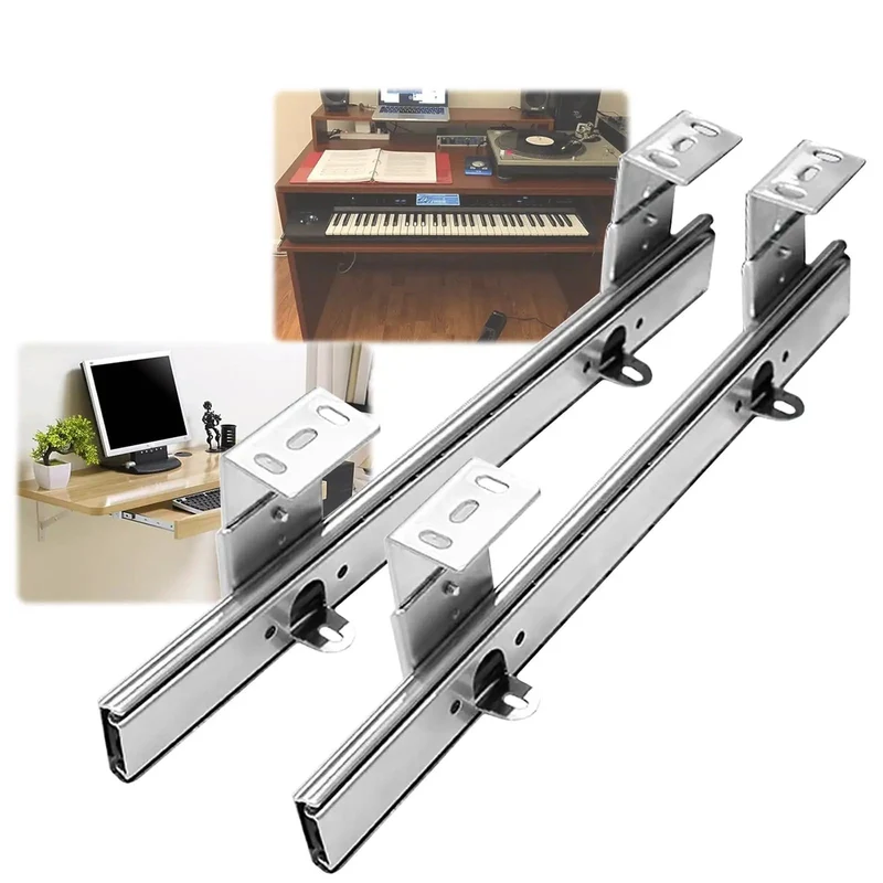 Heavy Duty Metal Drawer Slides And Under Desk Shelf Rails Roll Smooth Like Butter Built For Rugged Diy Work Holds Up To Sixty Kilograms No Fuss Installation Includes One Pair