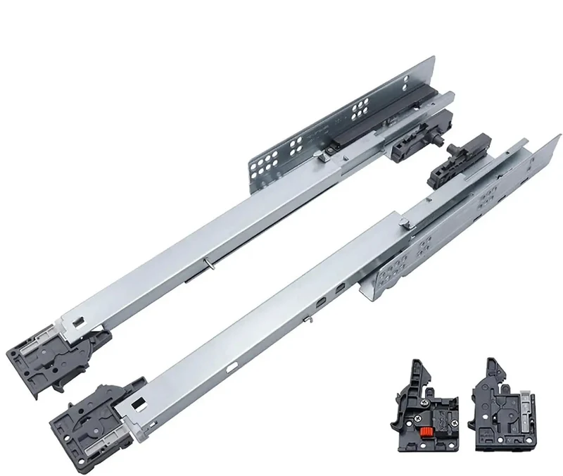 Heavy Duty Smooth Ride Push To Open Undermount Drawer Slides With Full Extension Cabinet Rails And Built In Soft Close Track Perfect For Handleless Kitchen Or Glass Display Cases No Sweat Setup Total Game Changer Measuring 14 Inches Long