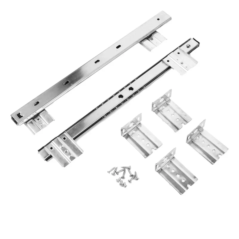 Heavy Duty Bottom Mounted Drawer Slides One Pair Brushed Silver Concealed Cabinet Tracks With Hella Smooth Glide Rock Solid Build Quality For Custom Cabinets