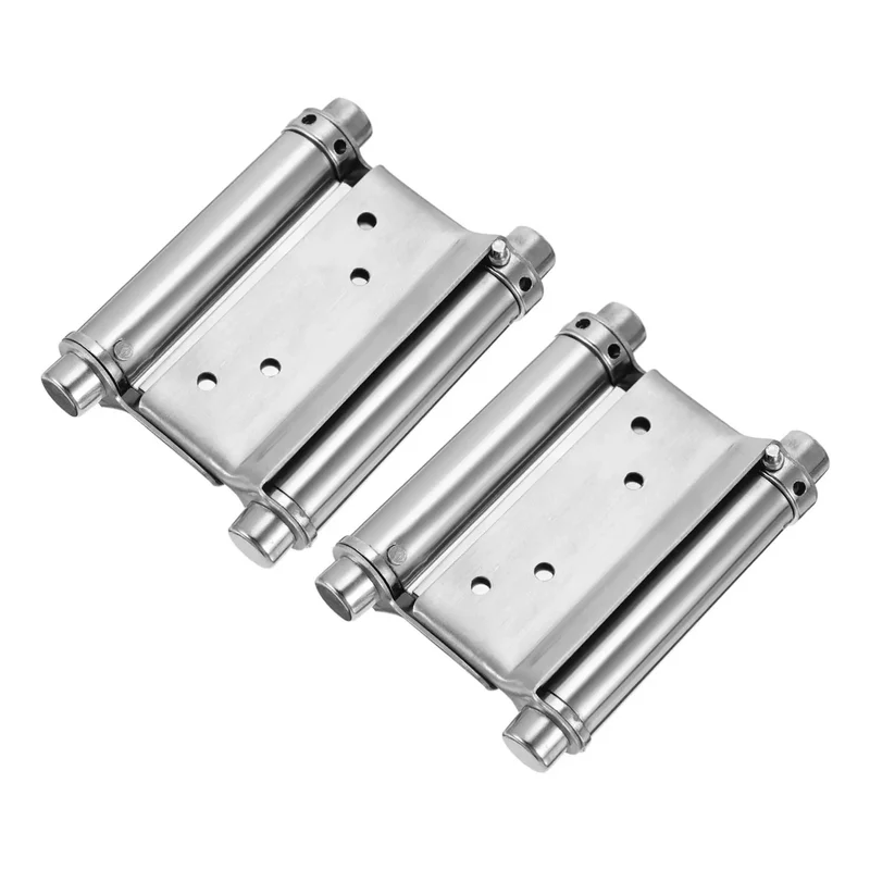Heavy Duty Double Action Spring Hinge 2Pack Stainless Steel Cafe Saloon Door Hardware Rust Proof Silver Finish Self Closing Badass Durability Smooth Dual Swing Both Ways Kitchen Cabinet Furniture Upgrade Pro Grade