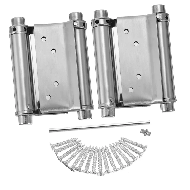Heavy Duty Double Action Spring Hinges Built Tough As Nails With Rust Proof Stainless Steel For Smooth Self Closing Swing Doors Absolutely Solid Choice For Bathroom Cabinets And Furniture 2 Piece Set