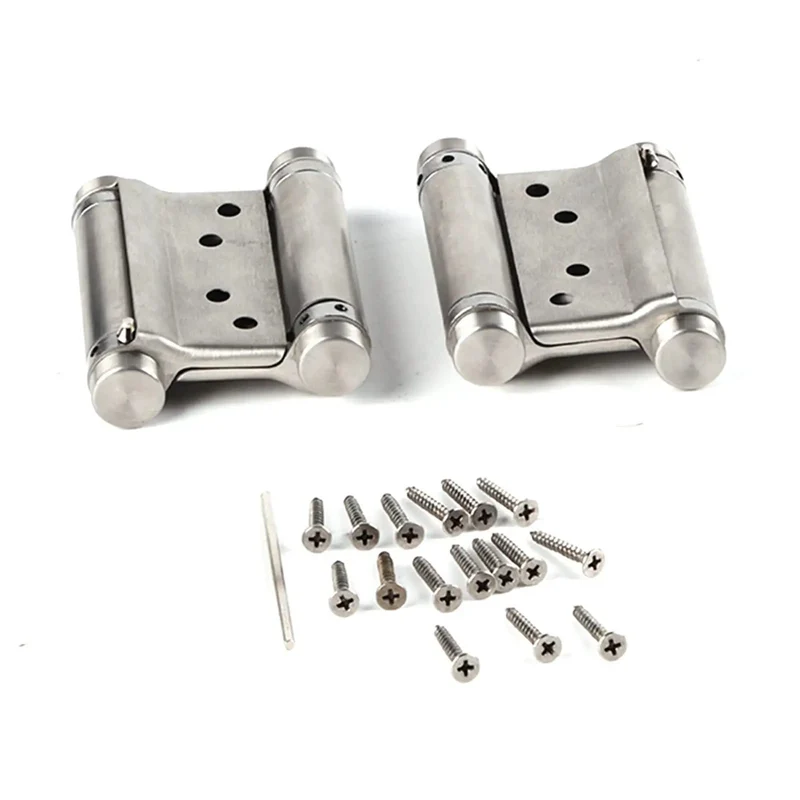 2 Pack Slick Double Action Spring Hinges For Self Closing Cafe Doors Built From Tough Stainless Steel With No Sweat Adjustments And Snappy Closing Motion For Wood Or Glass