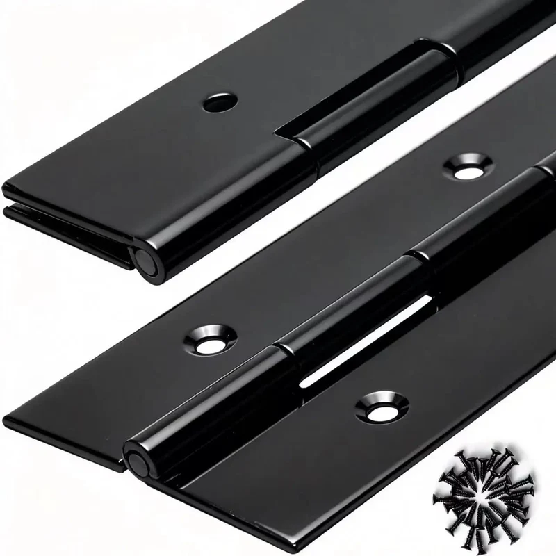 2 Pack Slick Black Stainless Steel Piano Hinges 30 Inch Long X 3 Inch Open Width Badass Rust Resistant Continuous Cabinet Hardware Saw Cuttable With Screws Included No Sweat Install
