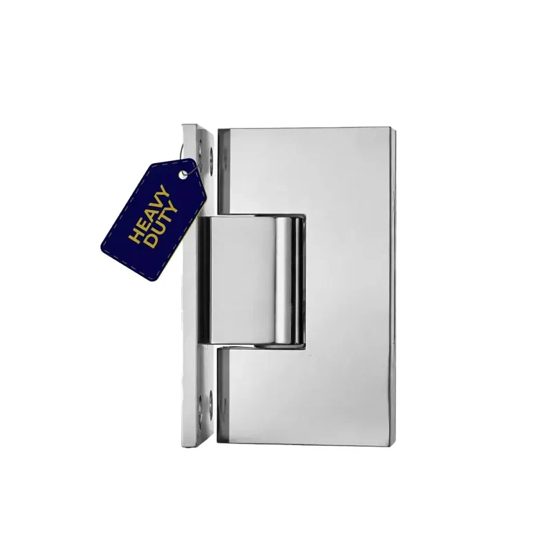 Heavy Duty Glass Shower Door Hinge With Full Back Plate Polished Chrome Finish For Half Inch Tempered Glass Frameless Doors Solid Brass 90 Degree Reversible Pivot Holds Firm Up To 140 Pounds Easy Install Badass Hardware