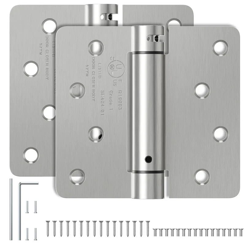 Snag These Heavy Duty 4 Inch Self Closing Door Hinges 2 Pack Spring Loaded Satin Nickel Hardware Built For House To Garage And Front Back Doors Smooth Auto Close Setup Daily Grind Ready