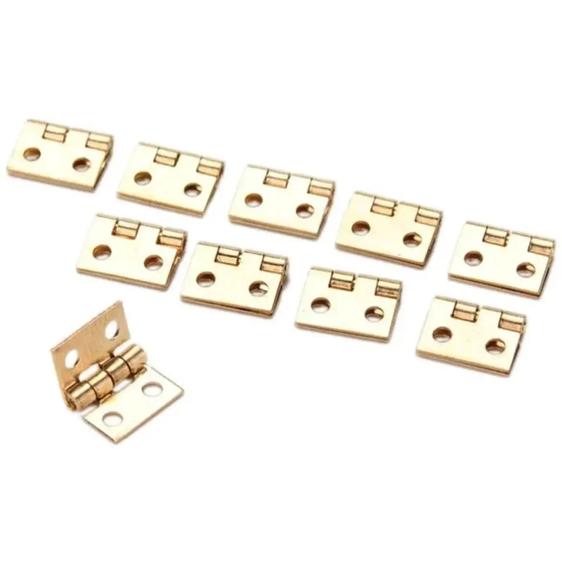 Premium Brass Mini Hinges For Cupboards Display Cabinets Slick Gold Finish Top Notch Small Door Hardware Smooth Swing Design Dead Set Perfect For Craft Box Accessories 8 X 10 Mm 50 Piece Kit