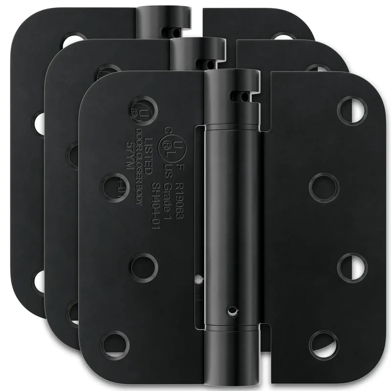3 Pack Self Closing Door Hinges 4 Inch Matte Black With Adjustable Tension Auto Close Spring Loaded Hardware No Sweat Setup Sweet Swing For Front Back Or Shed Garage Doors