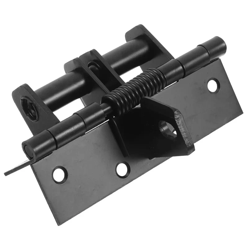 Black Four Inch Self Closing Door Hinge With 90 Degree Right Angle Dead Stop Bracket For Bulletproof Heavy Duty Cabinet And Smooth Quick Garage Install Project
