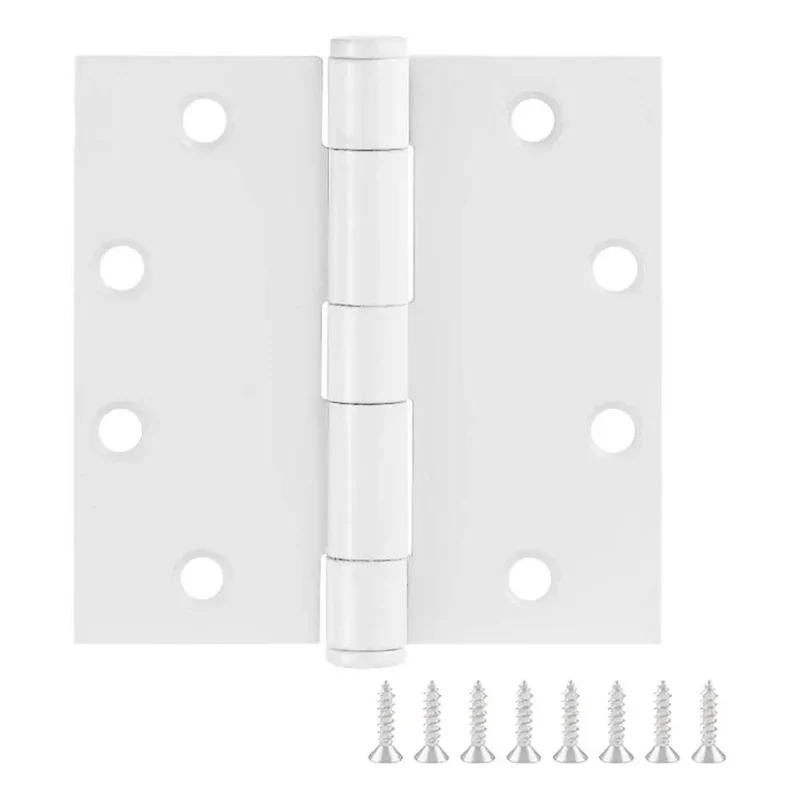 Heavy Duty Stainless Steel Door Hinges Slick White Finish 4 1/2 Inch With 5 8 Radius And Smooth Swinging Action For Residential Homes Quick Install 6 Pack Includes All Screws Needed