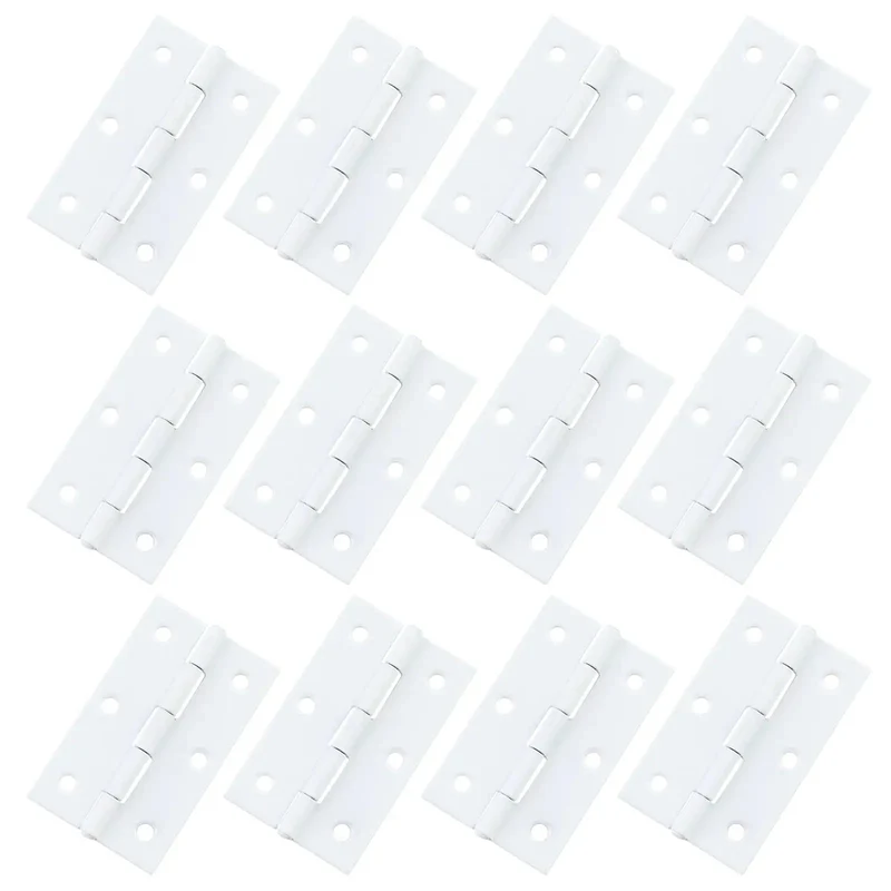 Heavy Duty White Iron Folding Butt Hinges 2.5 Inch With Commercial Grade Zero Play Action For Chicken Coops And Garden Gates Rust Tough Smooth Swinging Hardware For Backyard Diy Fixes And Shop Build Outs 12 Pack