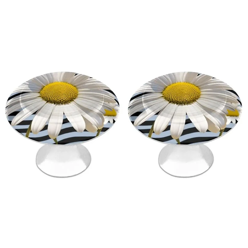 Fresh Daisy Flower Stainless Steel Drawer Knobs Set of 2 1.1 Inch Round Cabinet Handles with Rust Proof Finish and Heavy Duty Build for a Top Shelf Upgrade to Your Kitchen or Bathroom Cabinetry