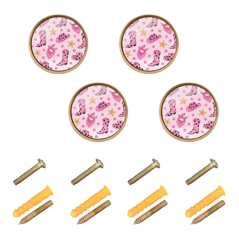Pink Cowboy Boot Cabinet Knobs 4 Pack Round 1 1 4 Inches Drawers Pulls For Dresser And Kitchen Cabinets Sweet Western Flair Furniture Makeover Easy Peasy Swap With Hardware Total Showstopper