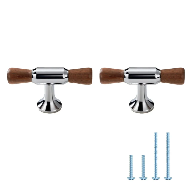 Killer Combo Solid Brass And Dark Walnut Wood T Bar Cabinet Knobs With Hefty Drawer Pulls For Modern Rustic Kitchen Cabinets And Bath Vanity Interior Hardware