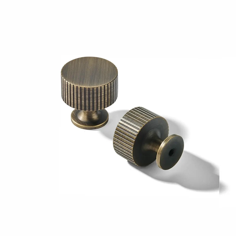 Rad 1 Inch Brushed Antique Brass Cabinet Knobs 5 Pack With Badass Grip And Fluted Design For Kitchen Cabinets And Bathrooms Solid Vintage Hardware That Is Totally Fire And Cool