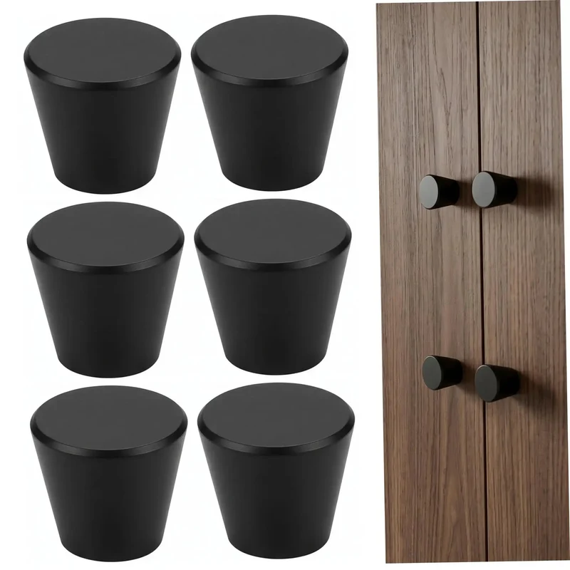 Built Tough Black Round Cabinet Knobs Package Of Six Heavy Duty Aluminum Dresser Handles Slick Smooth Grip Tight Fit For Modern Drawers Wardrobe Kitchen Built To Last