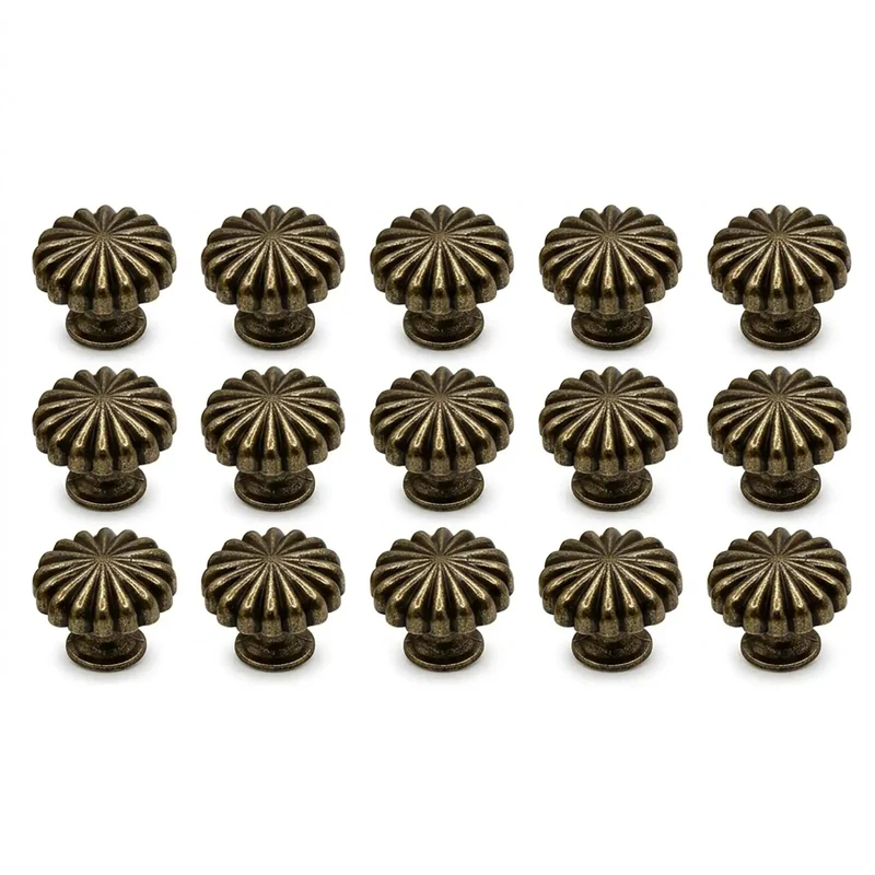 Heavy Duty 15 Piece Antique Brass Cabinet Knobs Offering A Hella Smooth Vintage Sunburst Finish That Looks Absolutely Slick On Kitchen Drawers Bedroom Dressers And Brings Serious Value To Fast Diy Renos