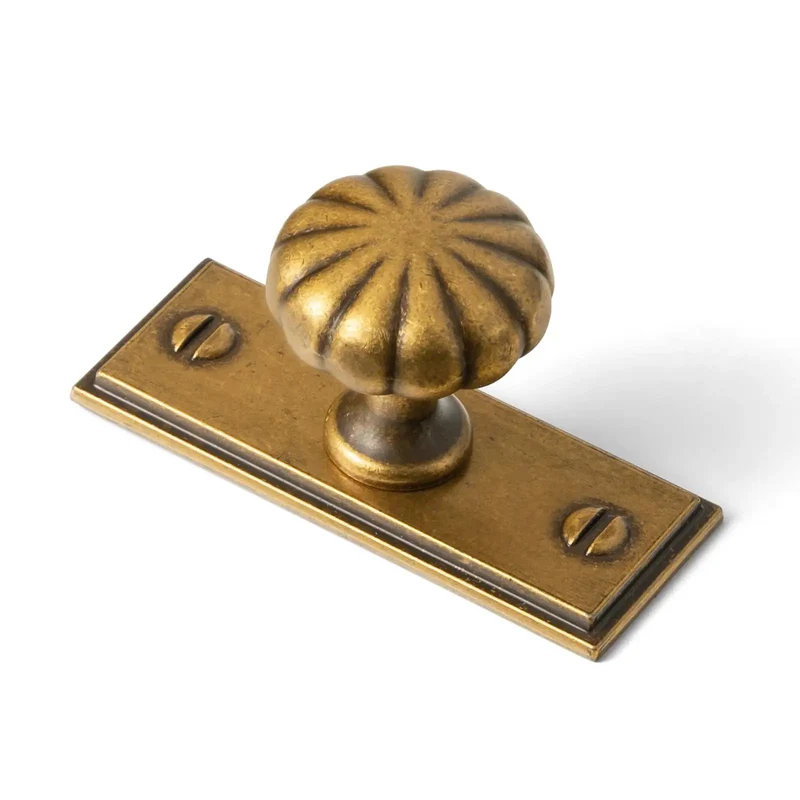 Top Notch Antique Brass Cabinet Knobs With Backplate Offering A Real Deal Plaquette Style For Drawers And Cupboards Pack Of Six Sturdy Kitchen Furniture Handles Delivering Serious Old Soul Charm